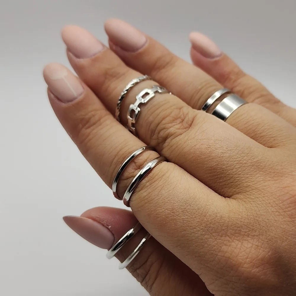 🔥NEW🔥7 Pcs Ring Set Silver Color